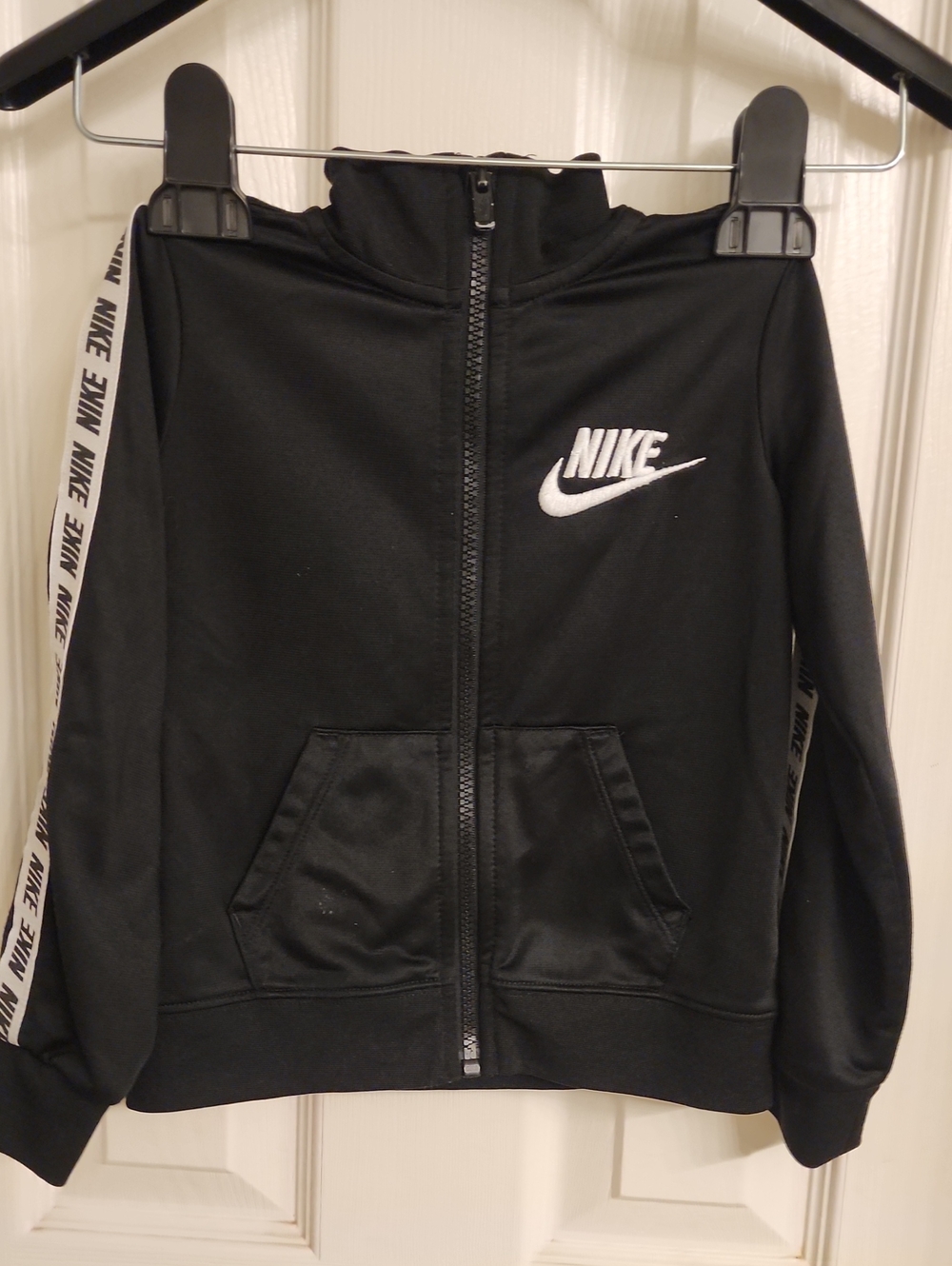 Nike Kids Black Full-Zip Track Jacket with White Logo